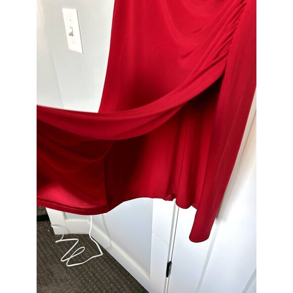 Lauren by Ralph Lauren Side Draped Jersey Knit Knee-Length Dress Size 4 Deep Red - Picture 5 of 7